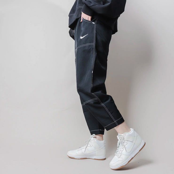 [M] новый товар NIKE WMNS NSW SWOOSH WOVEN PANTS Nike wi мужской sushuu-bn брюки нейлон брюки Dance высокий laiz чёрный 