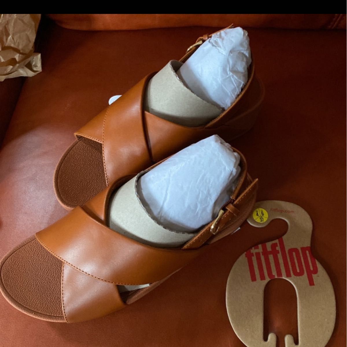 FITFLOP LULU CROSS BACK-STRAP SANDALS キャメル 23-23.5cm