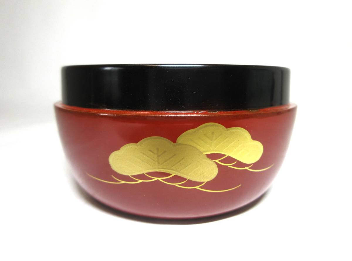 棗 朱塗/蒔絵/松 内黒 平棗 紙箱 茶道具 茶器 茶入 ☆岡山発送☆(広島