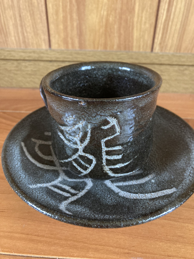 コーヒー器　唐津焼　黒唐津龍文珈琲器　小島喜昭　878_画像1