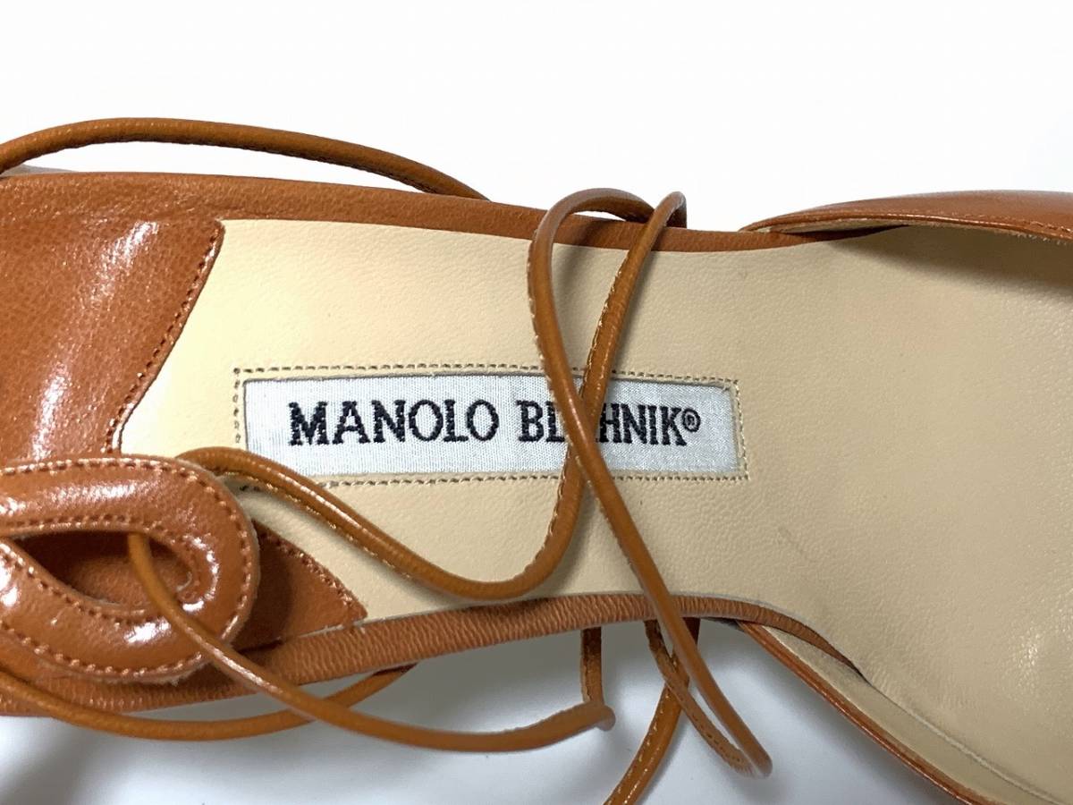 即決 MANOLO BLAHNIK マノロブラニク 37.5≒24.5cm パンプス サンダル 茶 ブラウン レディース mcu_画像7