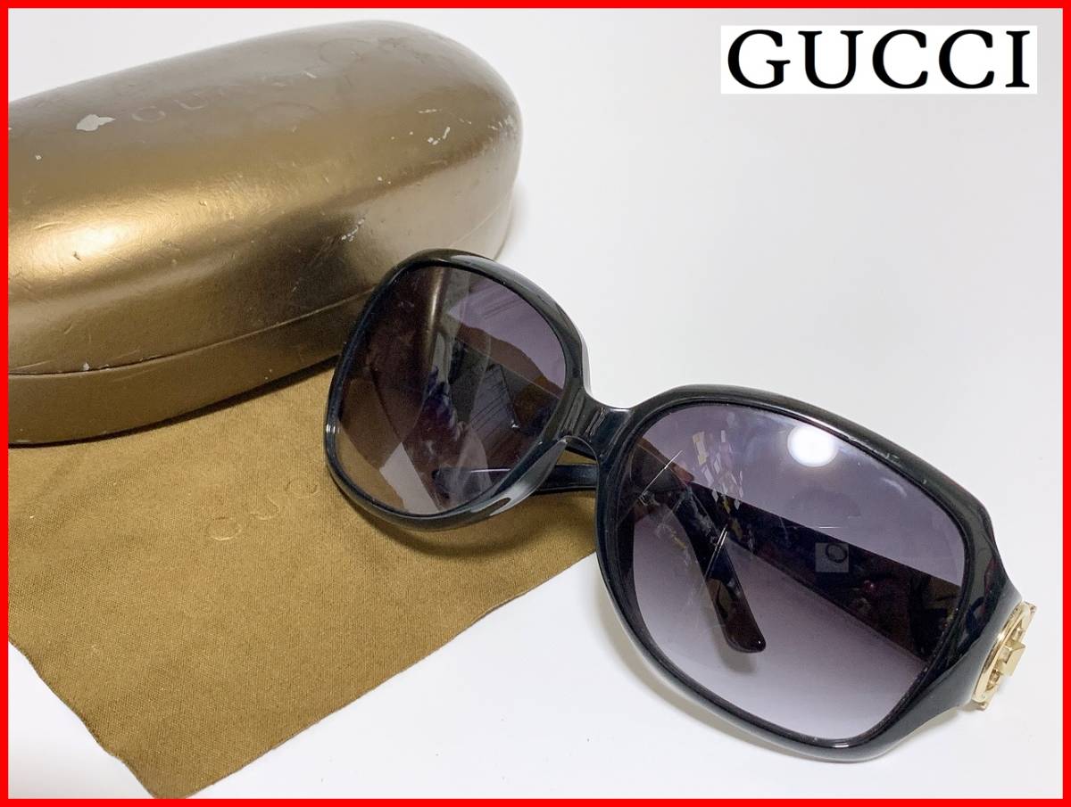 サイズ交換ＯＫ】 ブラック ケース付 サングラス グッチ GUCCI 即決