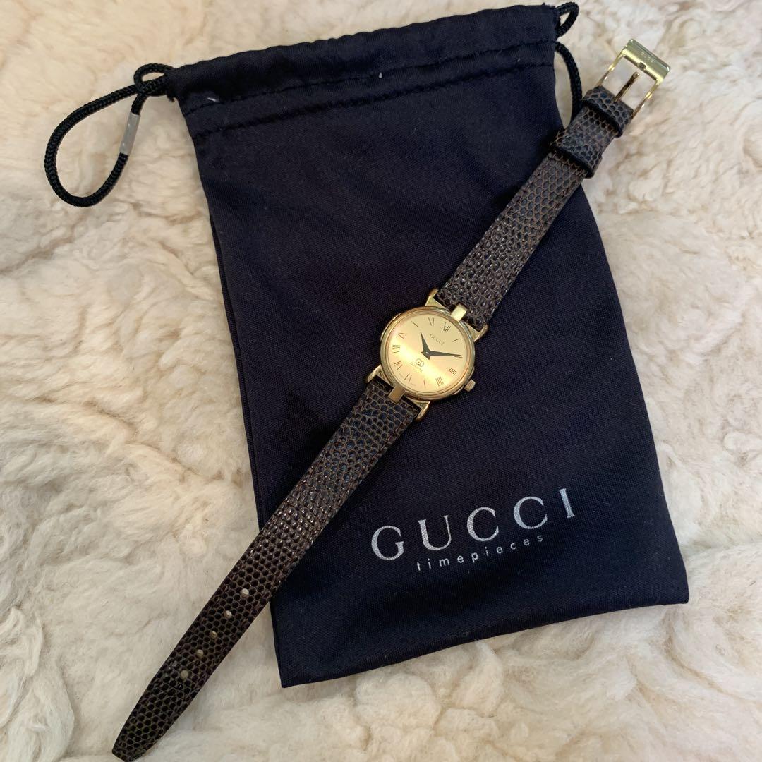 ☆美品☆GUCCI レディースウォッチ 3400FL リザードベルト 稼働品