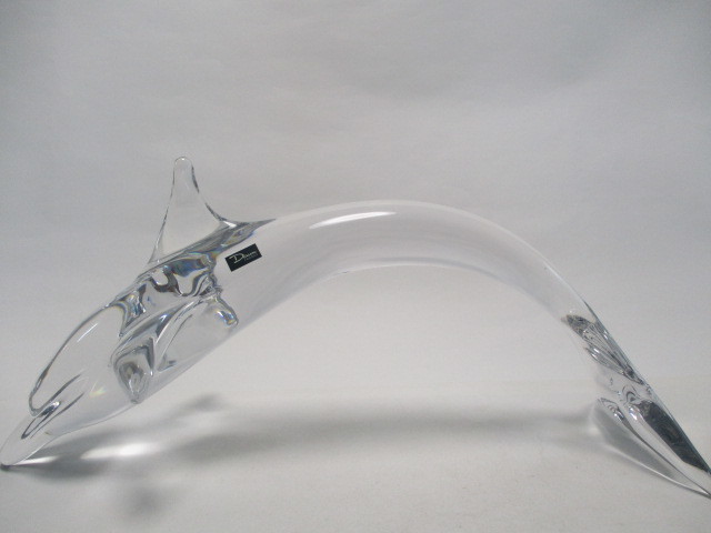 フランス　ドーム　イルカ　置物　50ｃｍ　Daum France クリスタルガラス　大きなサイズ　オブジェ