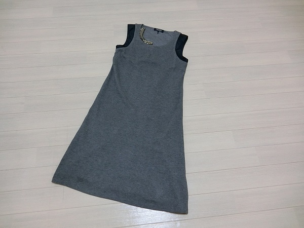 S`Max Mara エス マックスマーラ アクセサリー ジャージ ストレッチ Aライン ワンピース グレー _画像3