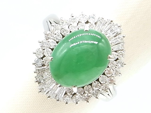 【国際ブランド】 g17616 Pt900 ヒスイ4.00ct D1.06ct リング USED 美品 9.8g #14 ソーティング付 ヒスイ 【国際ブランド】 g17616 Pt900 ヒスイ4.00ct D1.06ct リング USED 美品 9.8g #14 ソーティング付 ヒスイ