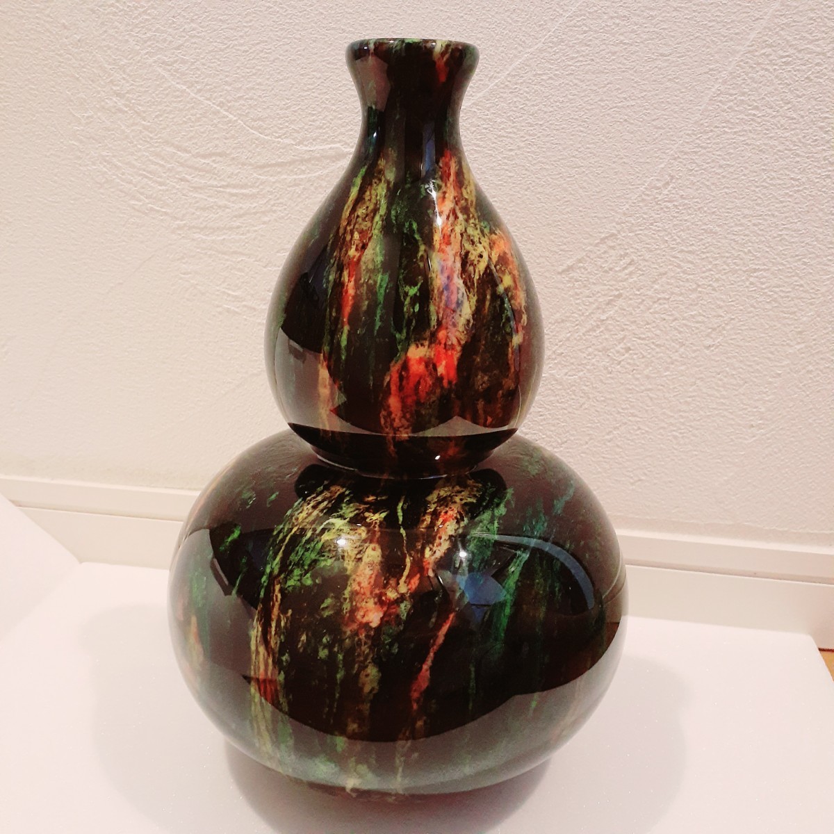 七彩石 花瓶 花入 飾り壺 約31cm×19cm