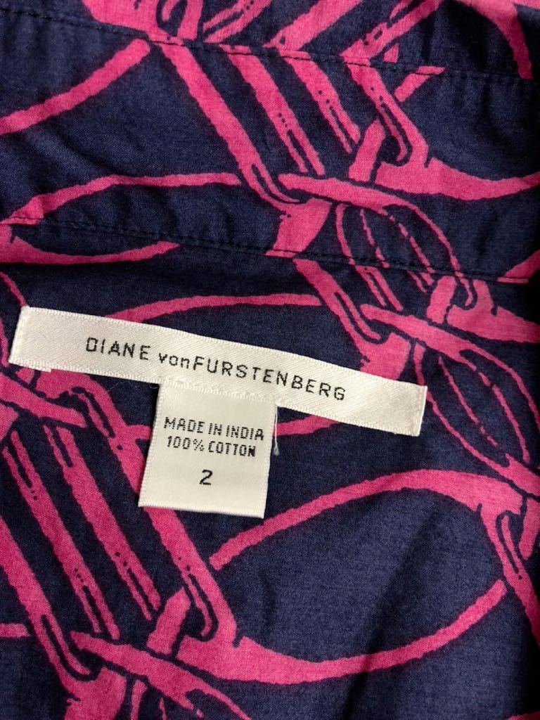 DIANE VON FURSTENBERG ダイアンフォンファステンバーグ　レディース　総柄　半袖　シャツワンピース　2表記_画像4