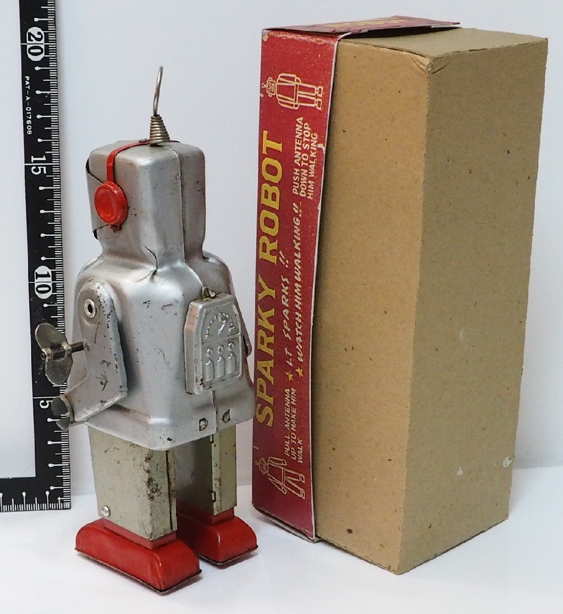 KO[SPARKY ROBOT Sparky robot zen my walk paint less ] that time thing tin plate made robot TIN TOY Showa Retro #. shop [ box is copy ]0544