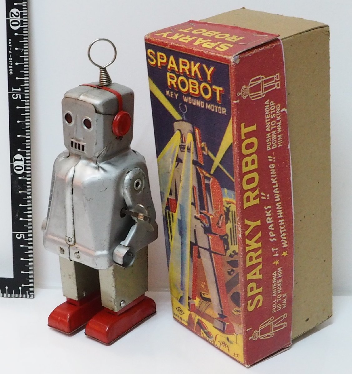 KO[SPARKY ROBOT Sparky robot zen my walk paint less ] that time thing tin plate made robot TIN TOY Showa Retro #. shop [ box is copy ]0544