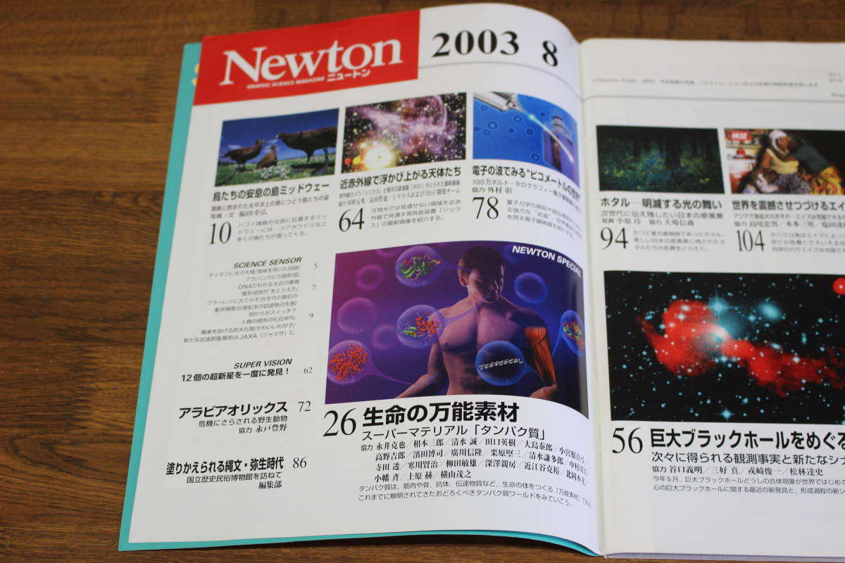 Newton　ニュートン　2003年8月号　スーパーマテリアル「タンパク質」 生命の万能素材　合体する巨大ブラックホール　V185