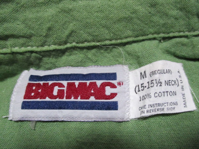 USA製 レアカラー BIG MAC ビッグマック 80s シャンブレーシャツ 緑 M ヴィンテージ_画像4