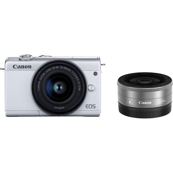 特別セーフ Canon 美品 １年保証 中古 EOS ホワイト ダブルレンズ