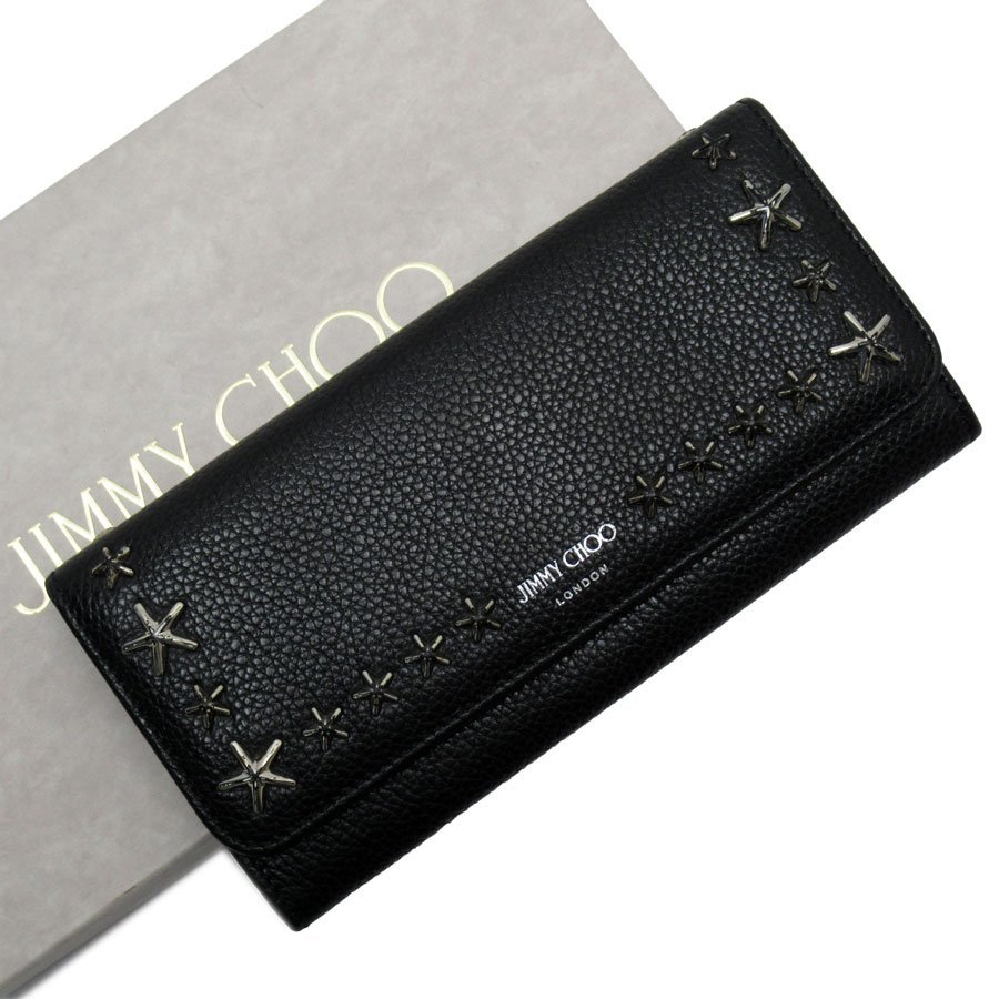 ジミーチュウ JIMMY CHOO 二つ折り長財布 ブラック g3696a