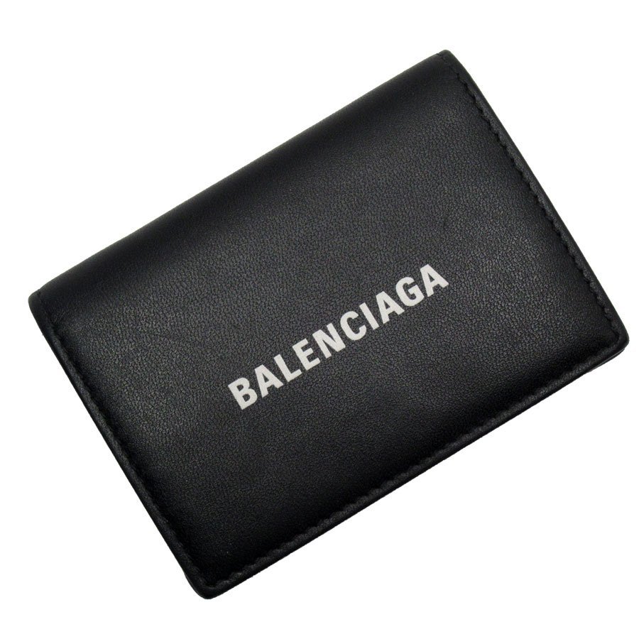 バレンシアガ BALENCIAGA 三つ折り財布 レザー ブラック t18811g