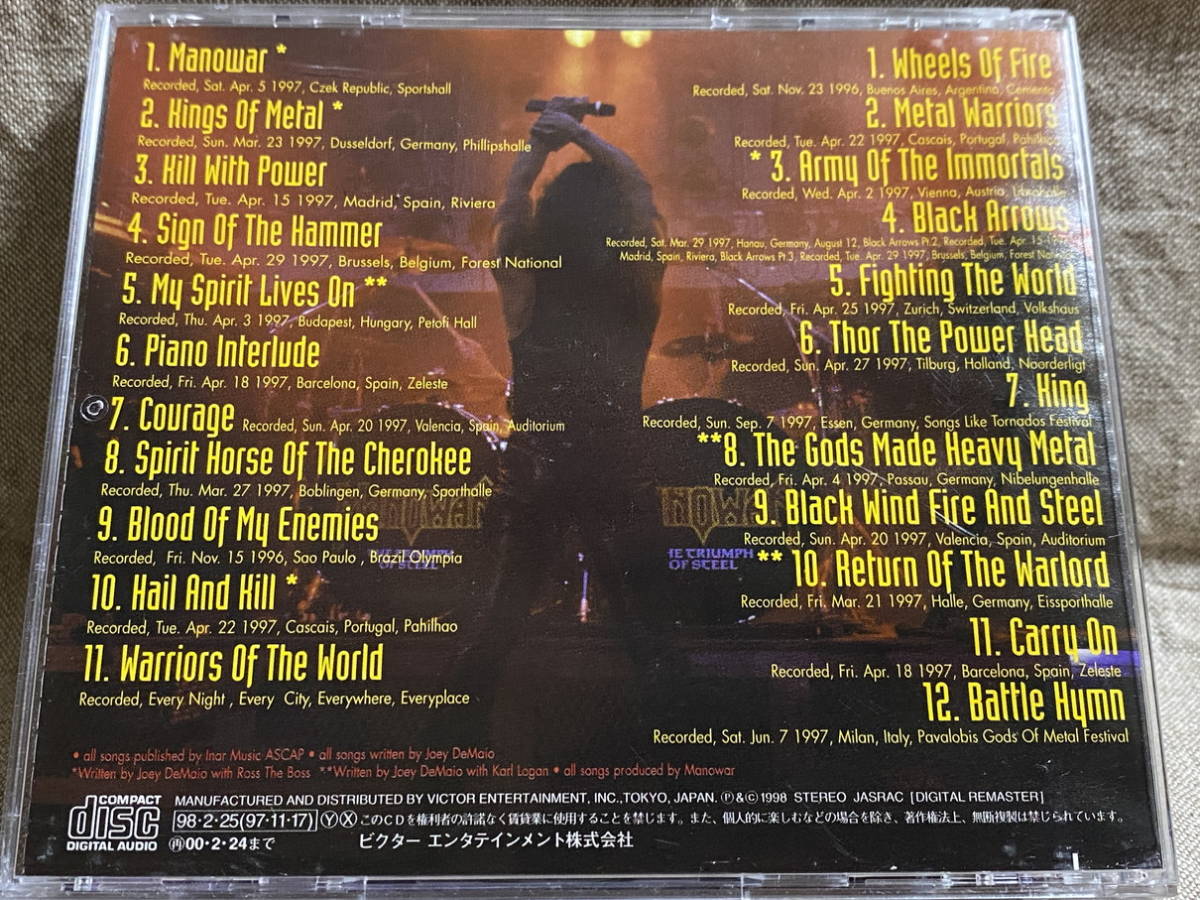 MANOWAR - HELL ON WHEELS LIVE 2CD 日本盤 廃盤_画像2