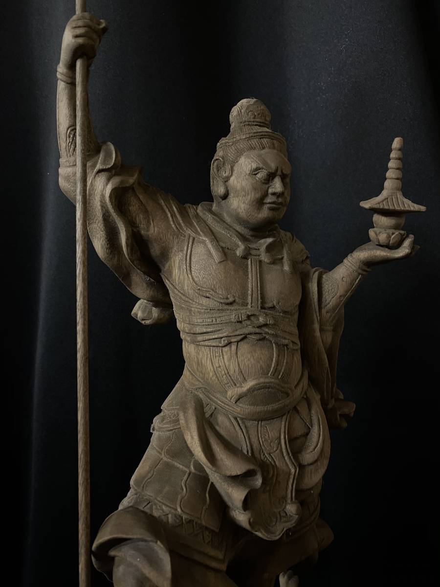 高56cm 最高70cm 井波彫刻 一刀彫り 時代彫刻 仏教工芸品 香樟材 木彫