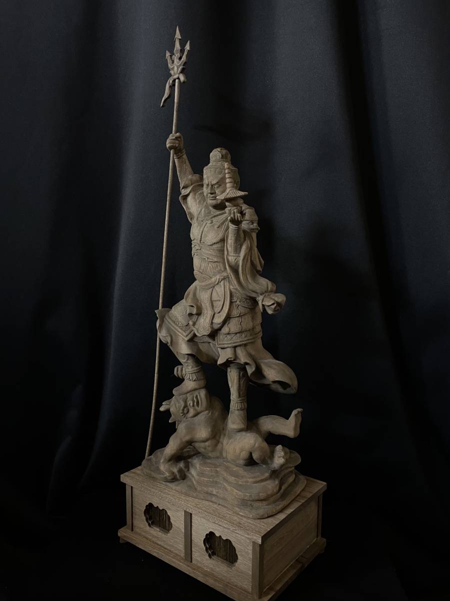 高56cm 最高70cm 井波彫刻 一刀彫り 時代彫刻 仏教工芸品 香樟材 木彫