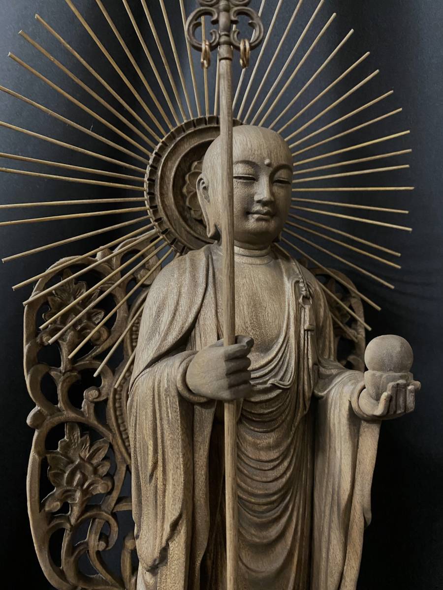 大型高66cm 井波彫刻 仏教工芸品 時代彫刻 香樟材 木彫仏教 仏師で