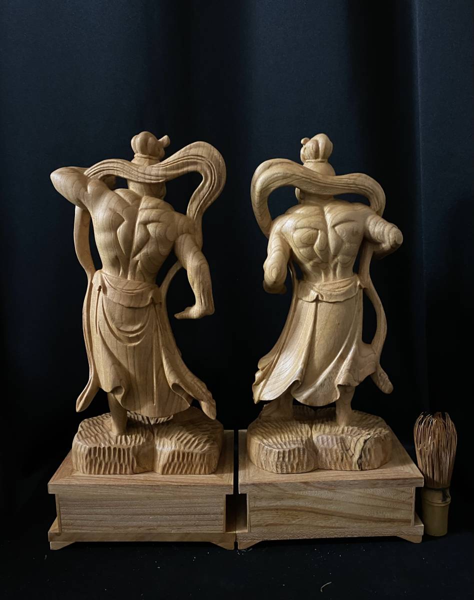最高級品 大型38cm 井波彫刻 一刀彫 総ケヤキ材 仏教工芸品 木彫仏像
