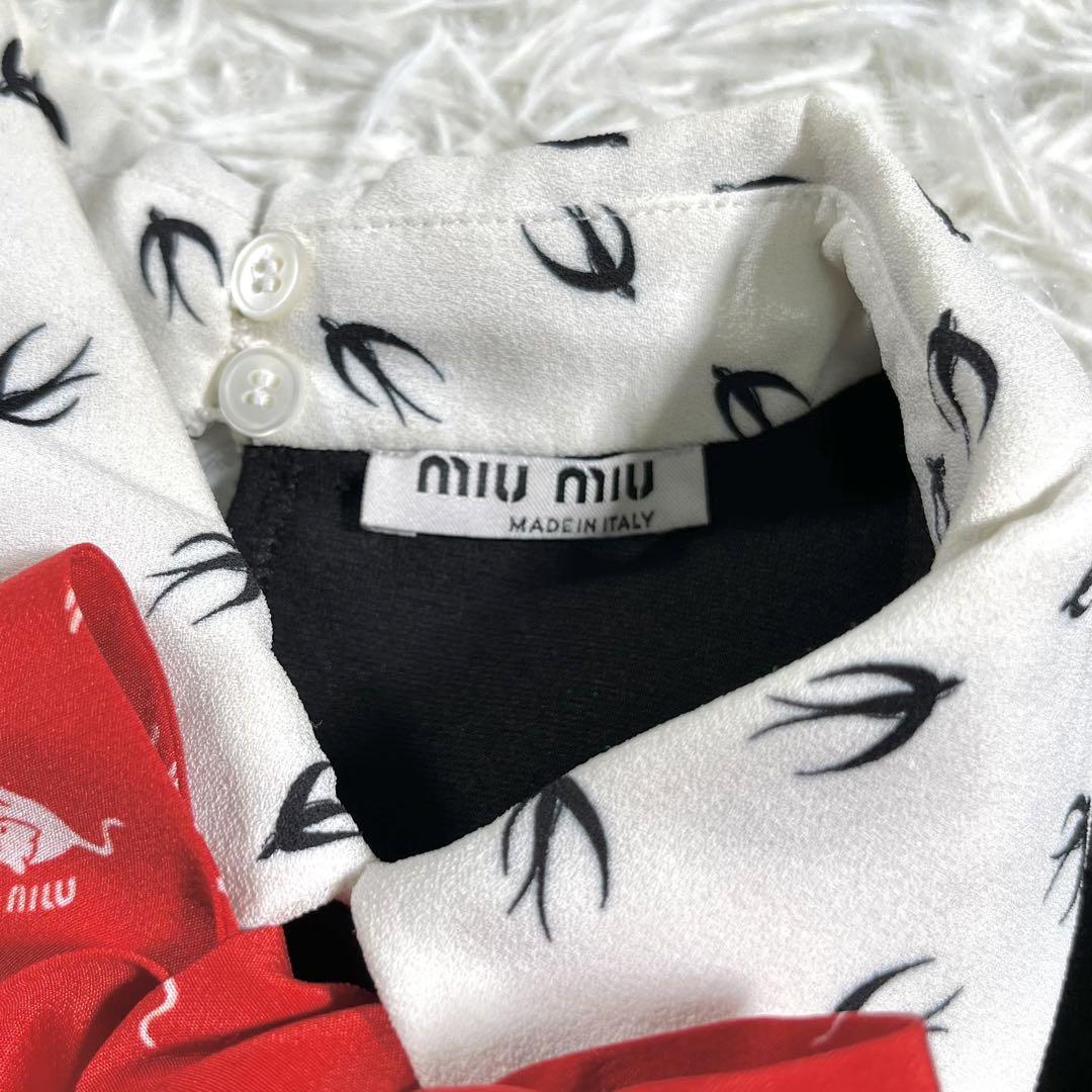 【極美品】MIU MIU ミュウミュウ　スワローキャットパフスリーブワンピース_画像9