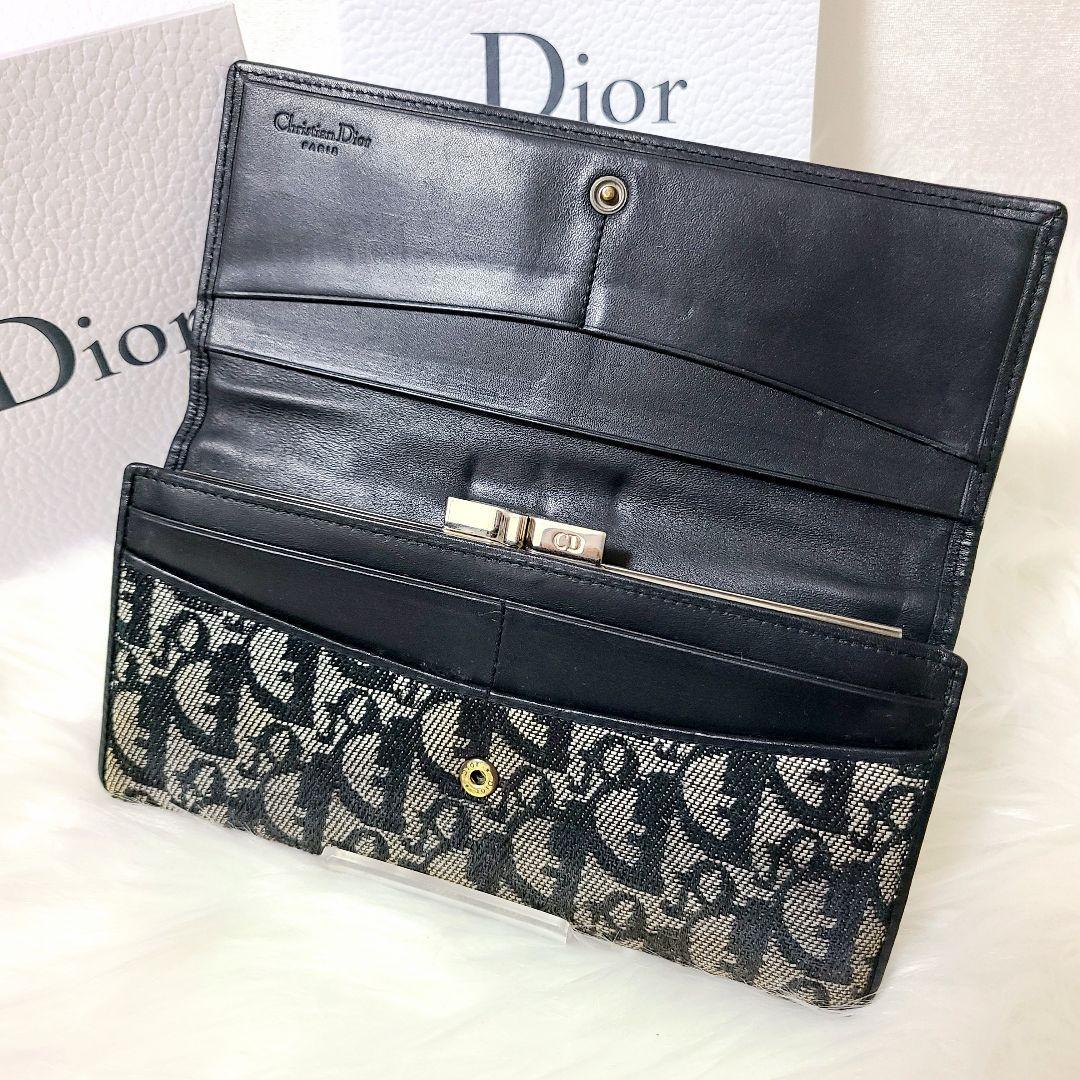 大人気 ディオール Christian Dior がま口 長財布 トロッター柄