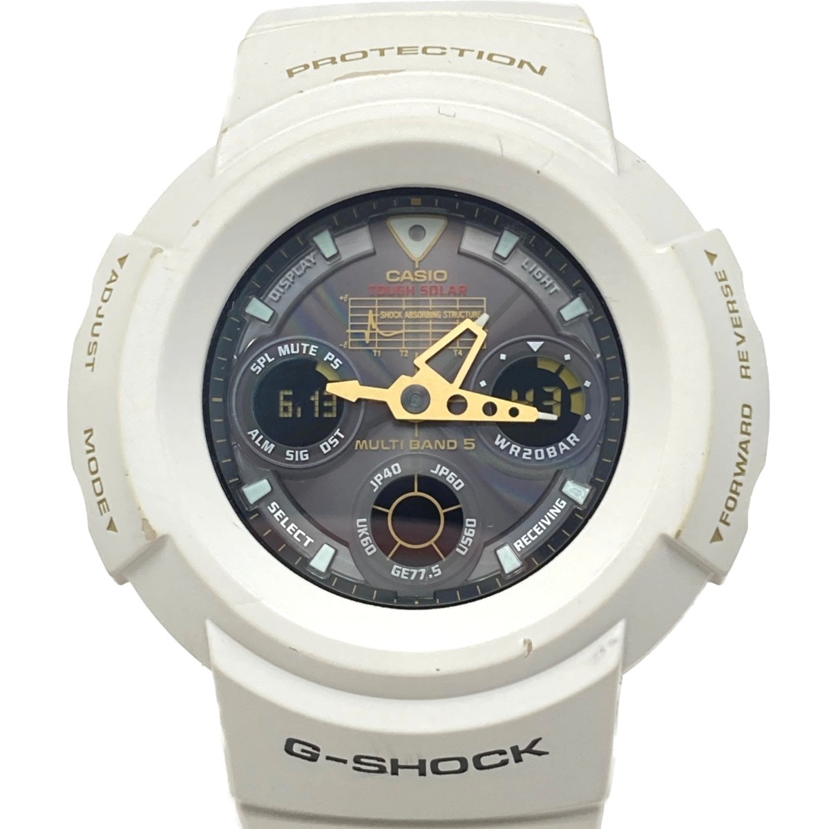 ☆☆ CASIO カシオ G-SHOCK ライジングホワイト 25周年記念 AWG-525B-7AJF 電波ソーラー メンズ 腕時計 箱有 やや傷や汚れあり