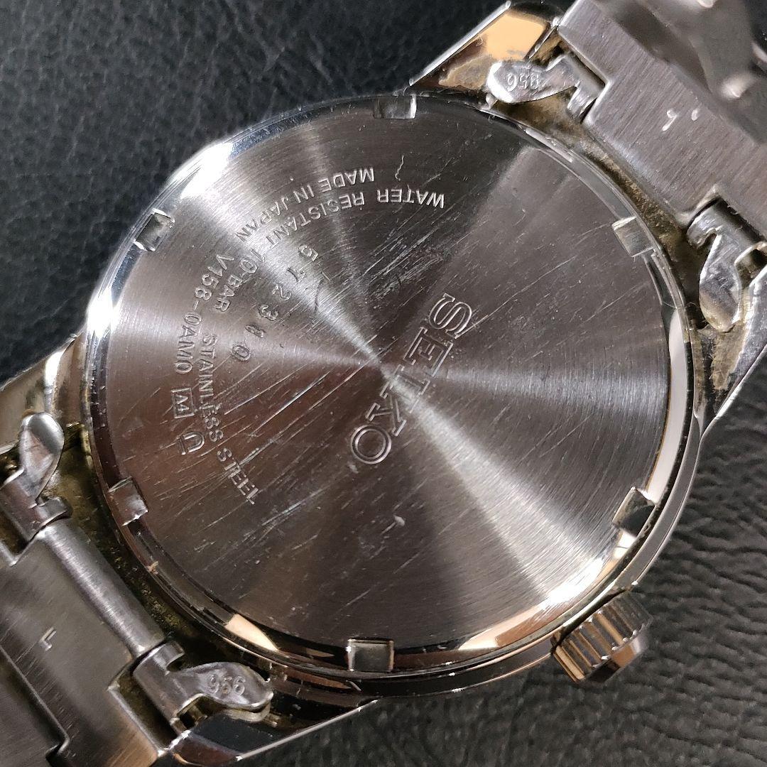 極美品【稼働品】SEIKO　セイコー　V158　ブラック　シルバー　ソーラー