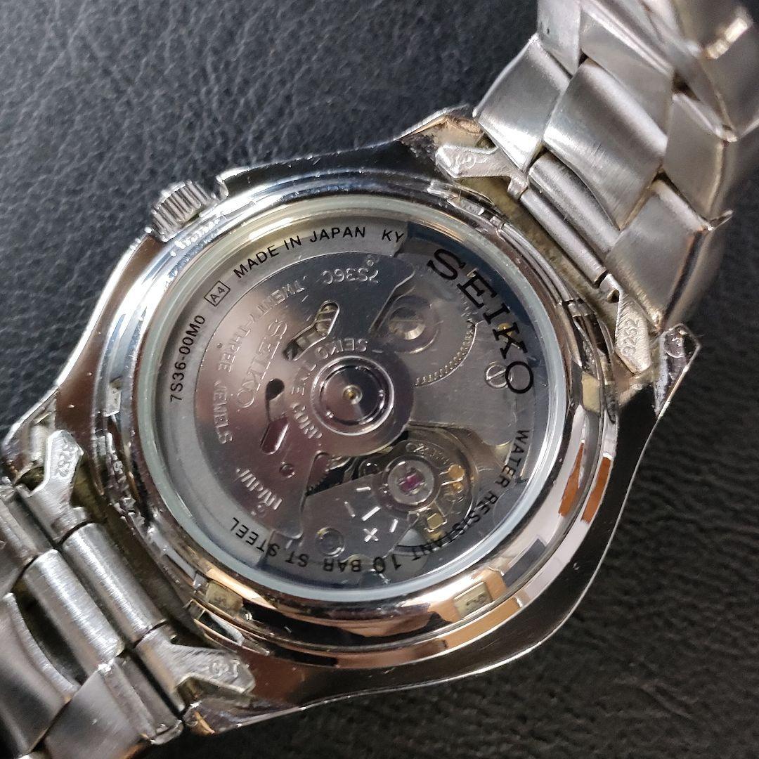 美品【稼働品】SEIKO5セイコーファイブ　7S36　ネイビー　シルバー　自動巻_画像8