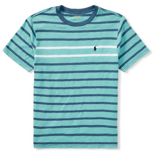 新品 POLO RALPH LAUREN BOYS S/S T-SHIRT ポロ ラルフローレン ボーイズ 半袖 Tシャツ グリーン ボーダー カットソー ロゴ ポニー XL 正規_画像3