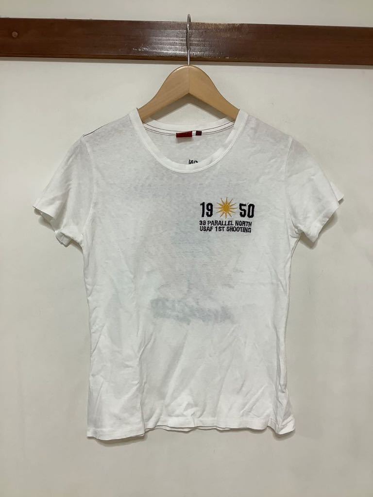 の1109 AVIREX アビレックス 半袖Tシャツ S ホワイト レディース_画像1