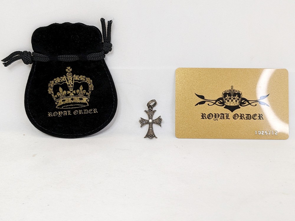 ROYAL ORDER Royal Order CAMERLENGO CHARM черепаха ru Len go очарование Cross подвеска с цепью SP74-CHM серебряный 925 циркон 