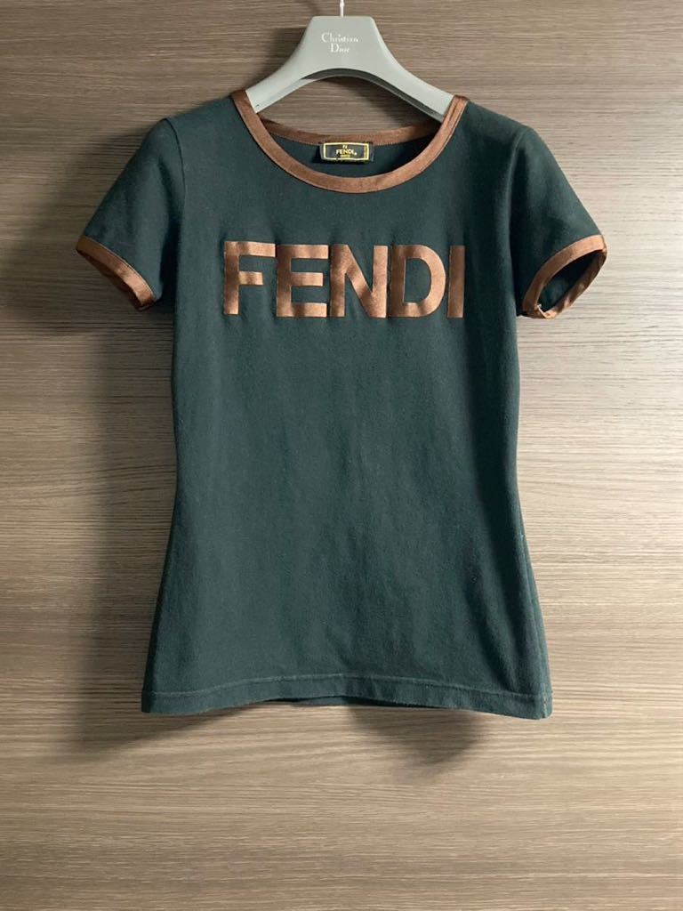 FENDI フェンディ ポロシャツ ズッカ ベロア 40 ブラック ロゴ パイル