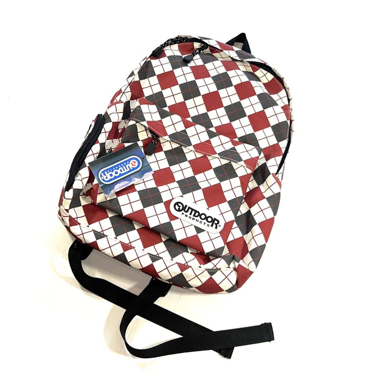 [ new goods unused ] tag attaching OUTDOOR PRODUCTS Outdoor Products backpack rucksack check pattern red × white × navy blue a-ga il pattern commuting going to school 