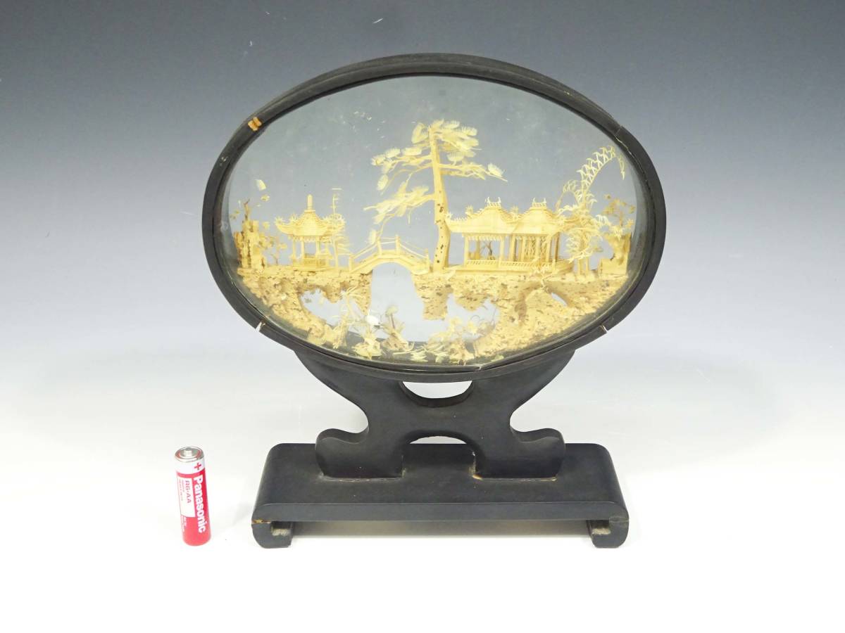 ◇(NS) 中国美術 中国雑貨 中国工芸 コルク彫刻 伝統工芸 風景 庭園