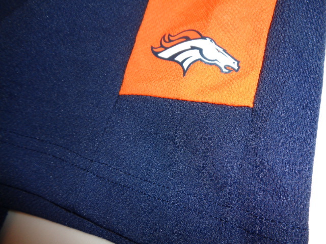 b949*NFL TEAM APPAREL Denver Bronco s shorts *S(6/7) child navy blue orange poly- material jersey uniform .. packet shipping 5F