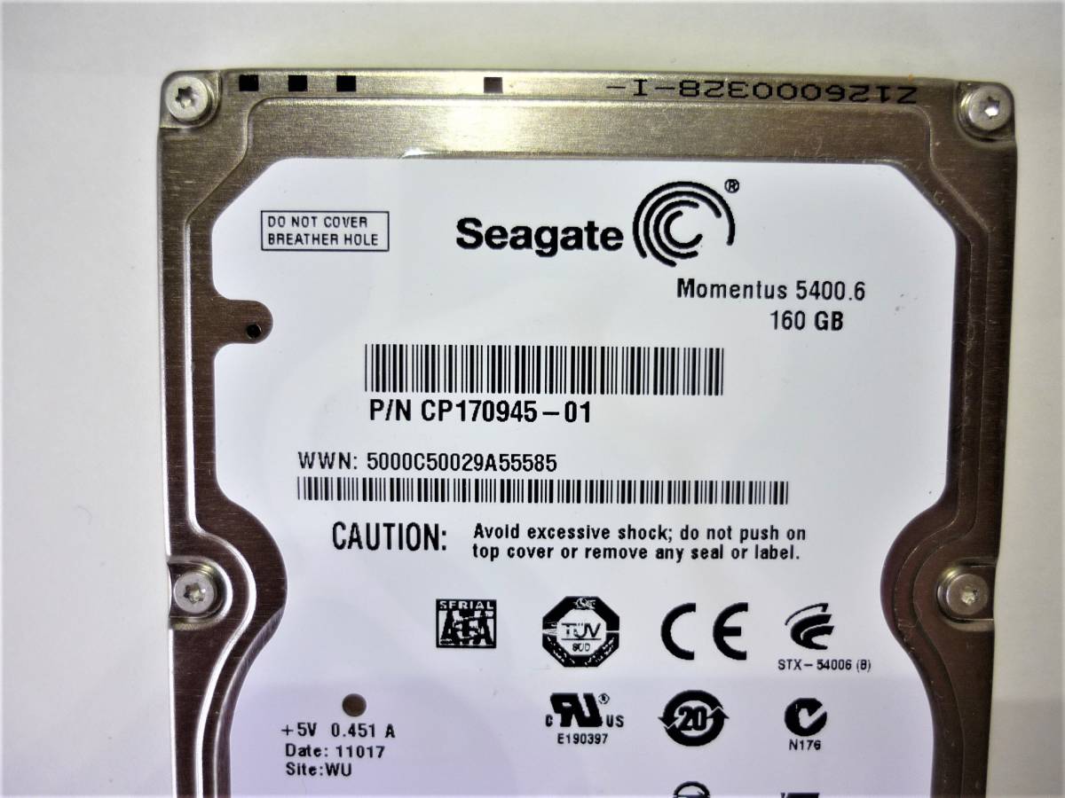[ period of use -1644 hour ] Seagate HDD 160GB 2.5 -inch built-in HDD(SATA) 5400RPM normal / present condition goods 