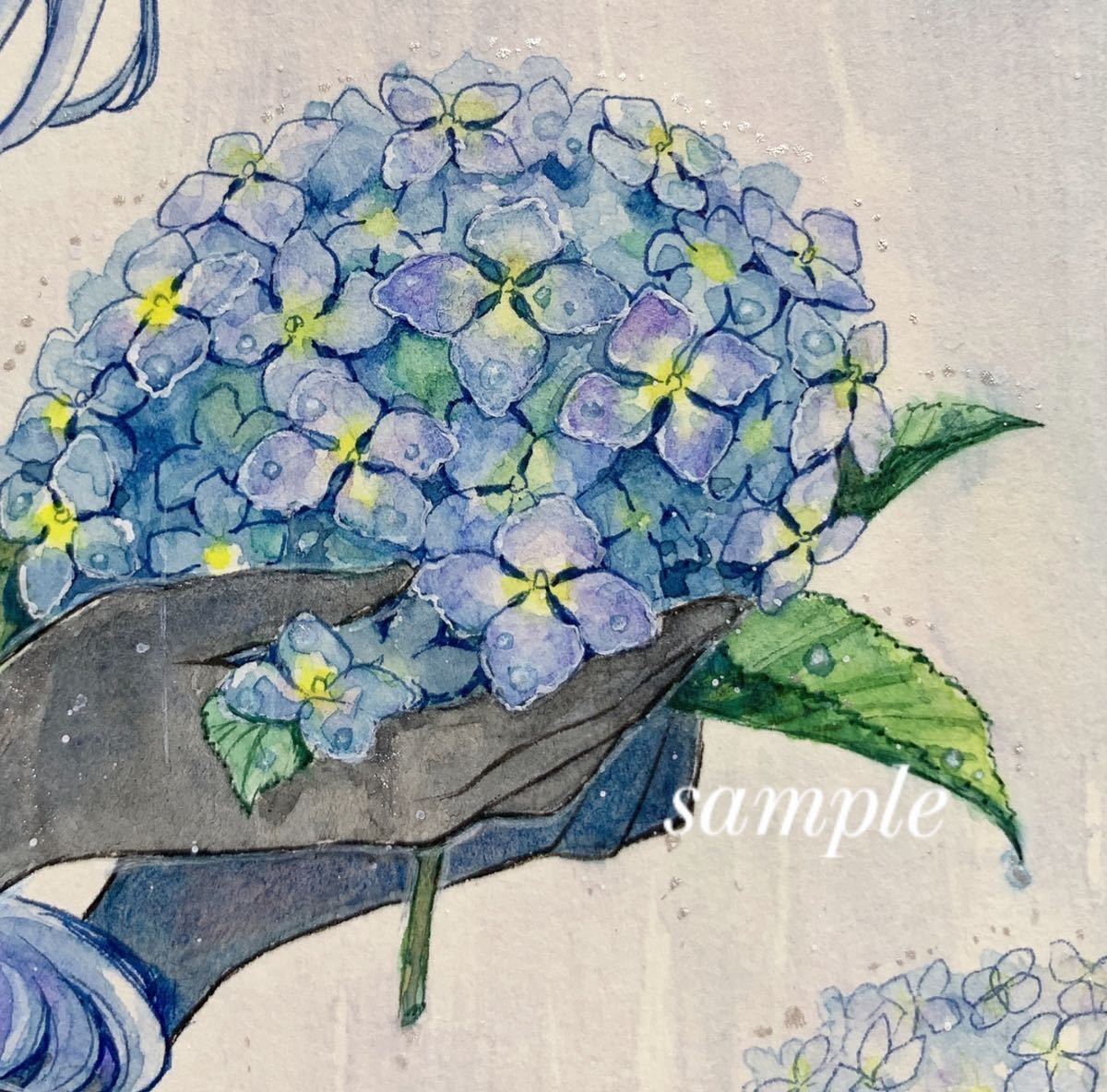 手描きイラスト 同人 原神 甘雨 紫陽花 Genshin Ganyu 梅雨 水彩画 手描きイラスト 同人 原神 甘雨 紫陽花 Genshin Ganyu 梅雨 水彩画