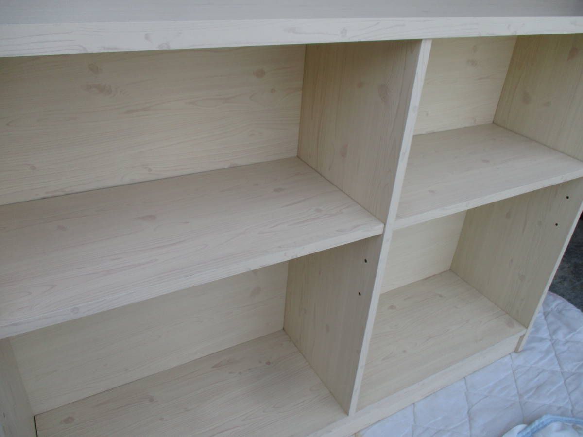 2412[ high capacity ] storage shelves * bookcase ** eggshell white * open shelf *2 step * wooden rack * display shelf * writing desk around * child part shop *. one-side attaching * bookshelf *