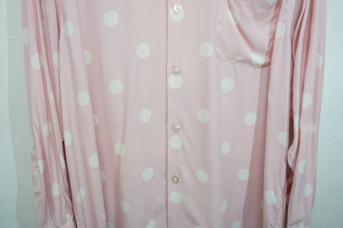  beautiful goods regular WACKO MARIA Wacko Maria DOTS OPEN COLLAR SHIRT dot open color shirt pink Hawaiian aro is long sleeve XS genuine article 620N^