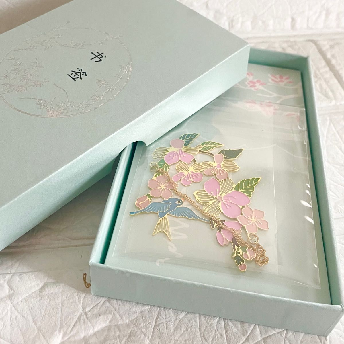 しおり メタル ブックマーク 和柄 和風 ギフト プレゼント 桃の花