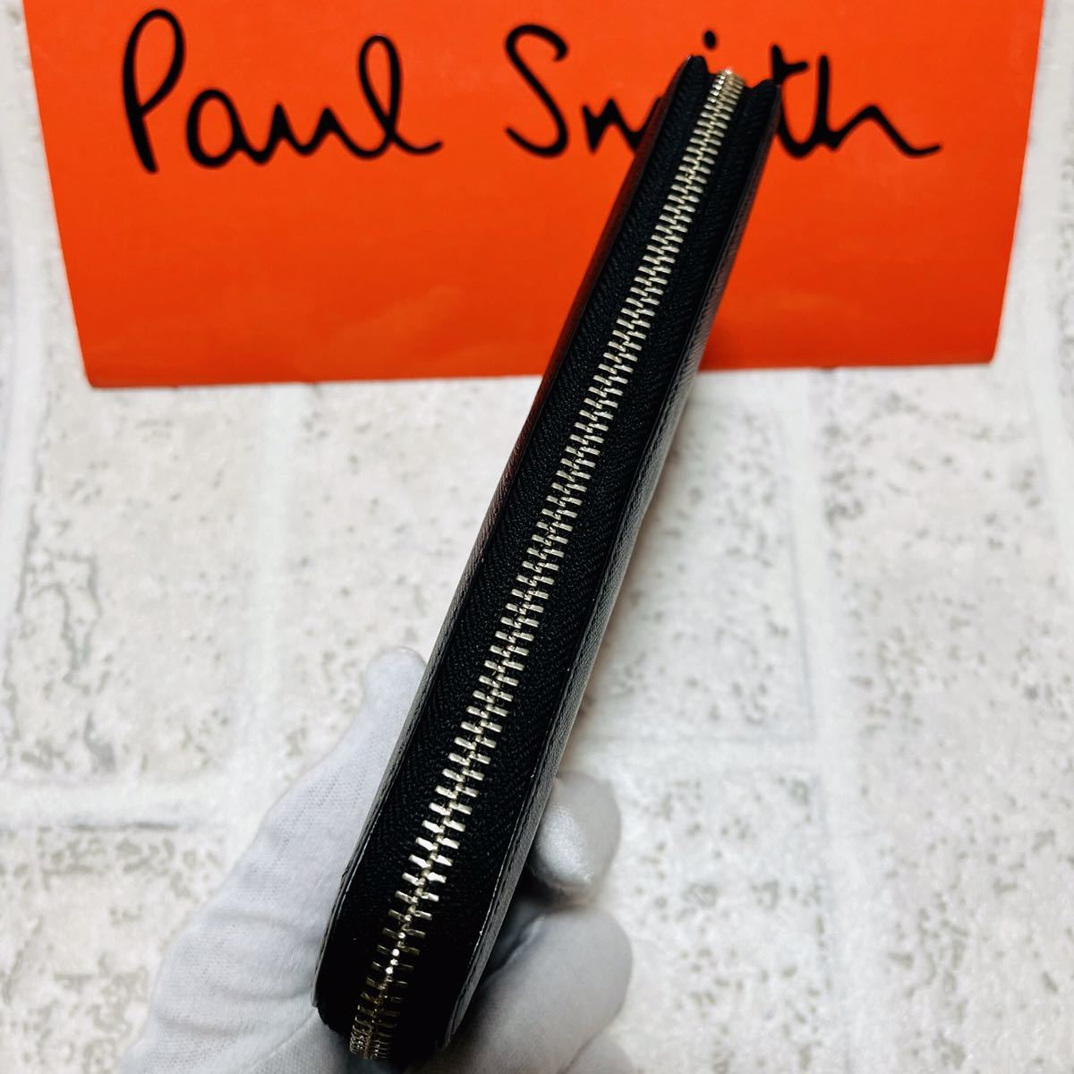人気モデル ポールスミス PaulSmith ジップストローグレイン 長財布 ロングウォレット ラウンドファスナー ブラック PSK869 メンズ  8444