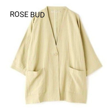 　ROSE BUD　ローズバッド　パーソン&ピープル　ノーカラー七分袖ジャケット　羽織　