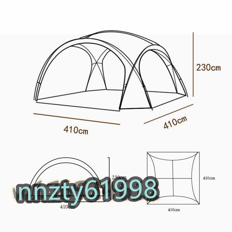 テント 大型シェルタータープ パーティーシェード 天幕 UVカット 耐水 テント キャンプ用品 8～10人 シェード タープテント_画像8