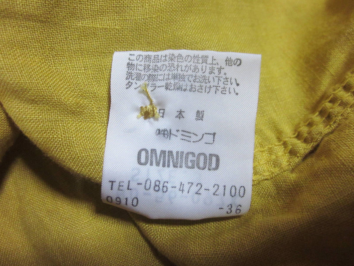 送料無料!! OMNIGOD オムニゴッド ドミンゴ NO-56ー097X リネンキャンバス 麻100% 8分袖 カラー ワークシャツ 3 カラシ 日本製の画像8