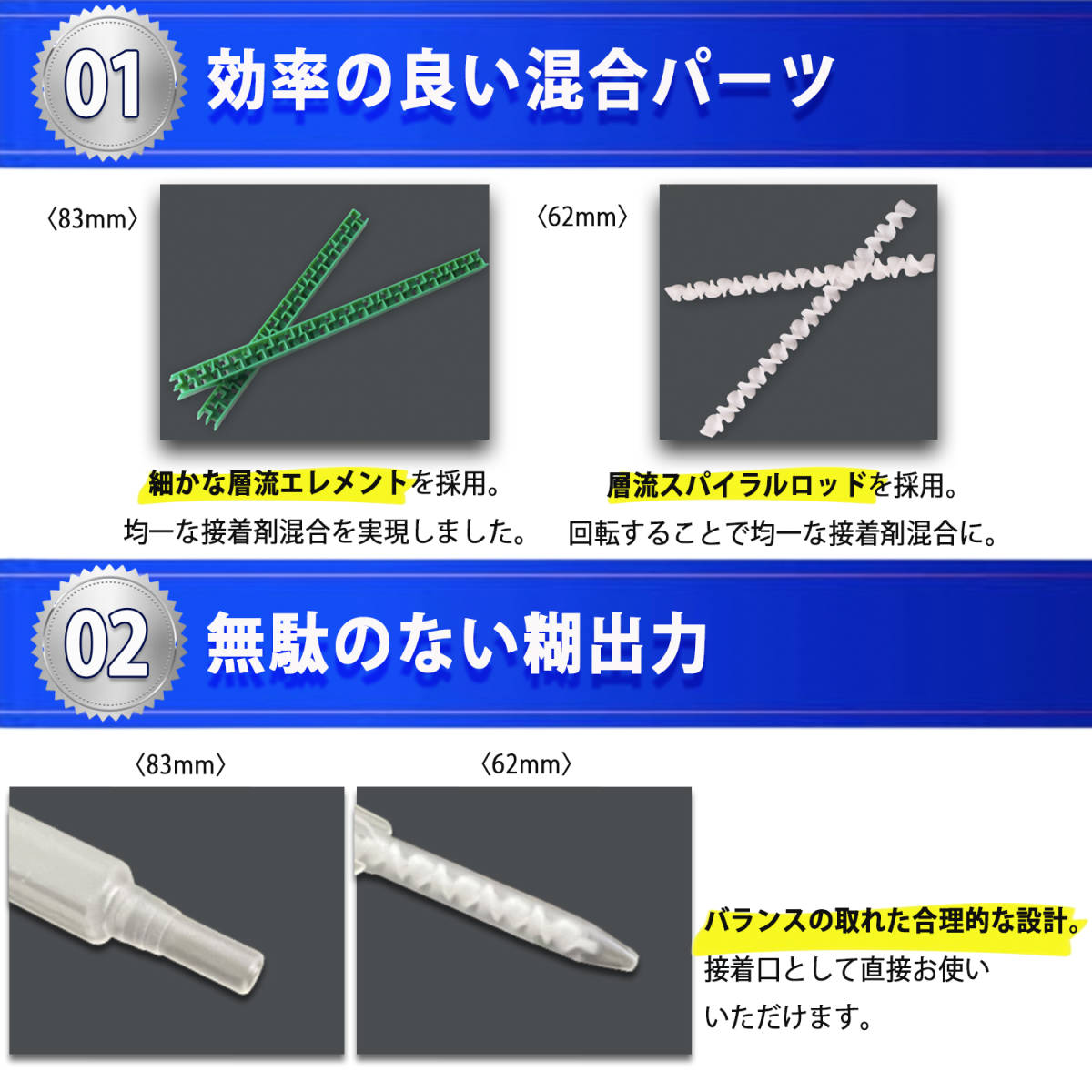 ミキシング ノズル 83mm 100本 互換品 メグミックス Grasp ロックタイト エポキシ レジン パテ 瞬間 接着剤_画像4