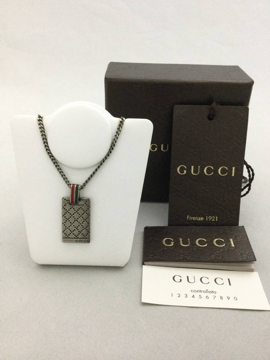 GUCCI　グッチ　シェリーライン　ディアマンテ　スクエア　ネックレス　シルバー　アクセサリー　925【C015933】_画像1