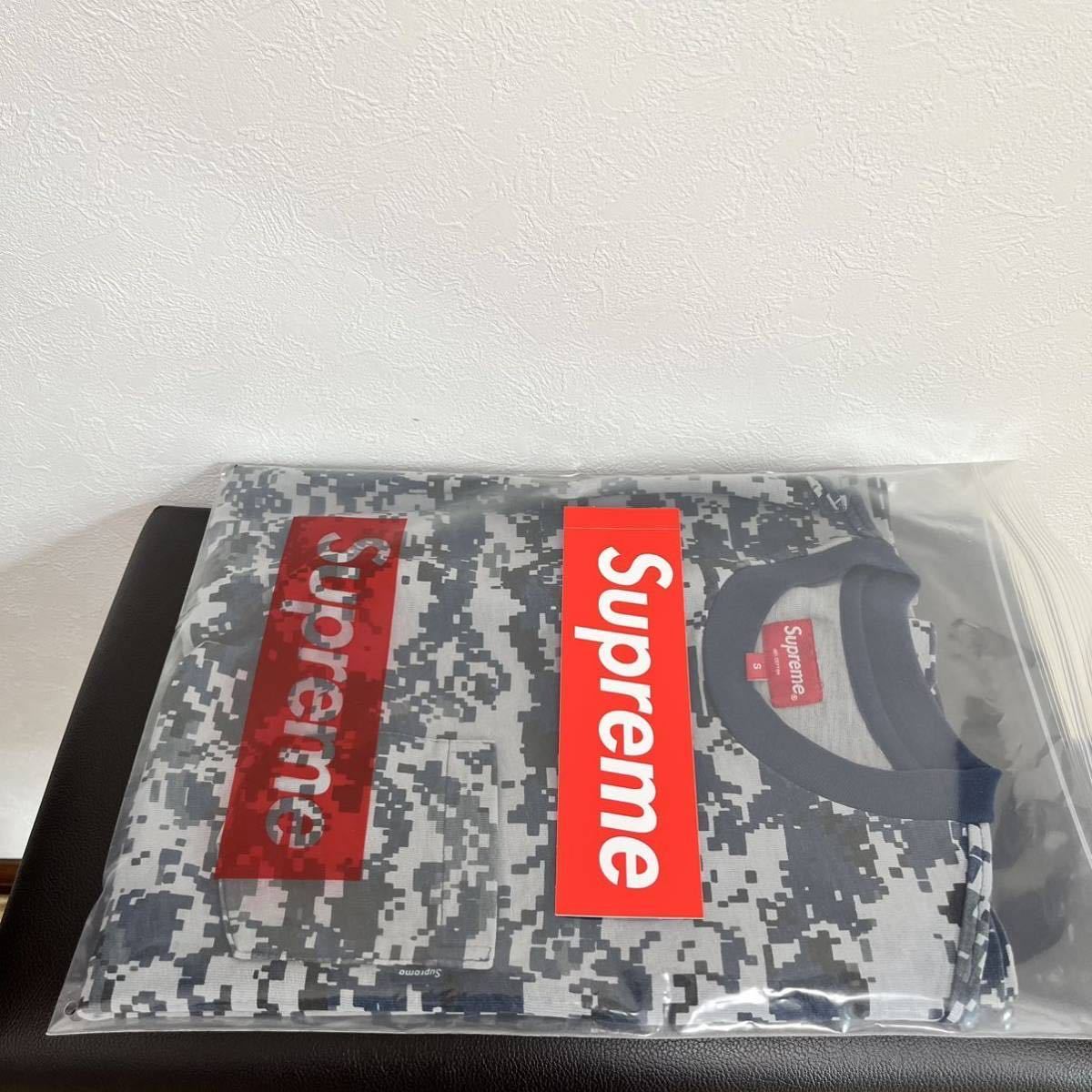 美品 17fw Supreme S/S Pocket Tee Navy Digi Camo size:S ステッカー付き Supreme Online 購入 シュプリーム Tシャツ ポケT ポケット デジ_画像5