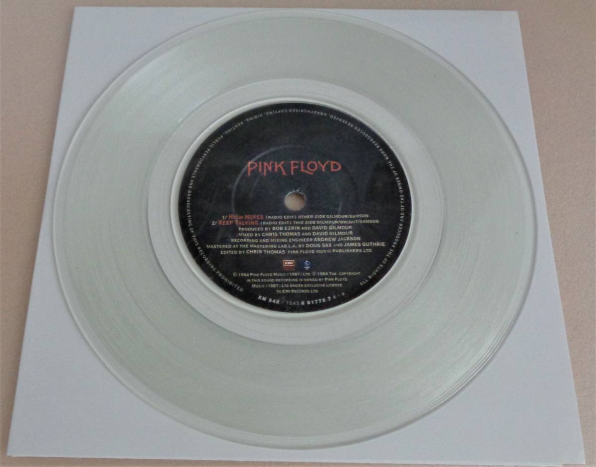 UK英国盤シングルposter bag付　Pink Floyd　High Hopes(Radio Edit)　Limited Edition Clear盤　1994年　未使用品_画像6