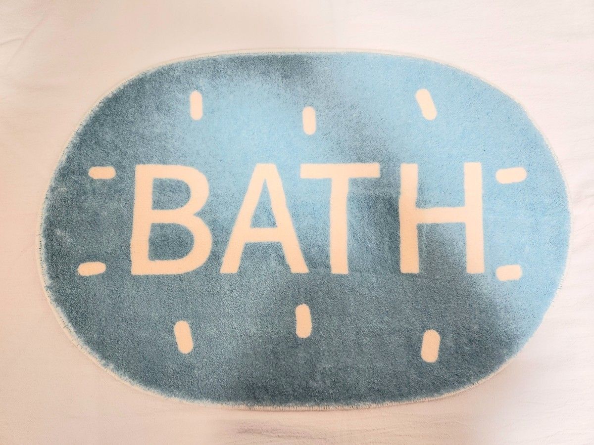 水色 バスマット お風呂 玄関 トイレ おしゃれ 滑り止め付き 韓国 ロゴ-